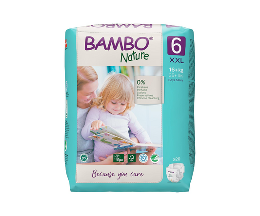 Bambo Nature Premium Eco Nappies – Size 6 (16+ kg / 35+ lb), XXL, 20 Pack