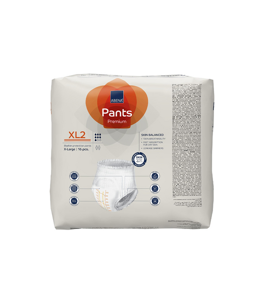 Abena Pants Premium Pull-Up Incontinence Pants, Eco-Labelled Incontinence Pants for Men & Women, Discreet, Protective, Breathable, Comfortable - XL 2, 130-170cm Waist, 1900ml Absorbency, 16PK