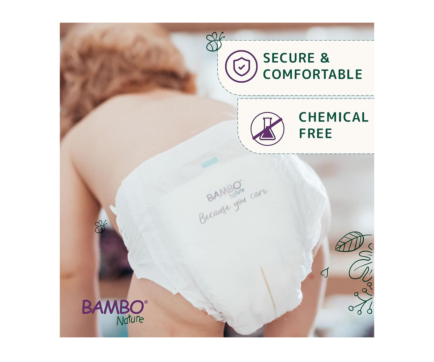 Bambo Nature Premium Eco Nappies – Size 1 Newborn (2–4 kg / 4–9 lb), 132-Pack
