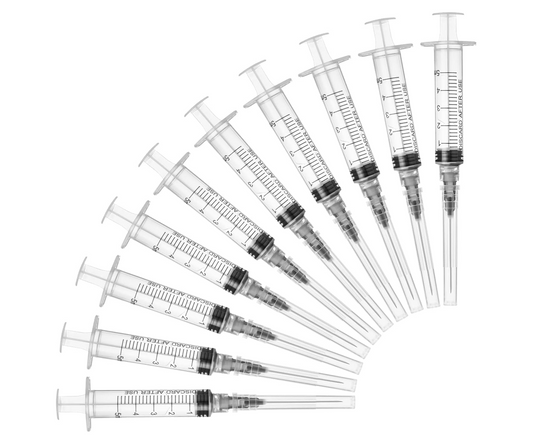 5ml Disposable Syringes with 22 Ga 1 Inch Needle, for Scientific Labs, Industrial, Liquid Measuring, Dispensing, Pack of 20