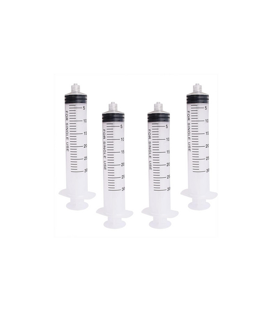 4 pcs 30ML/CC Plastic Syringe Disposable Individual Sealed Wrap Without Needle with Measurement for Scientific Feeding Pets Labs Watering Dispensing