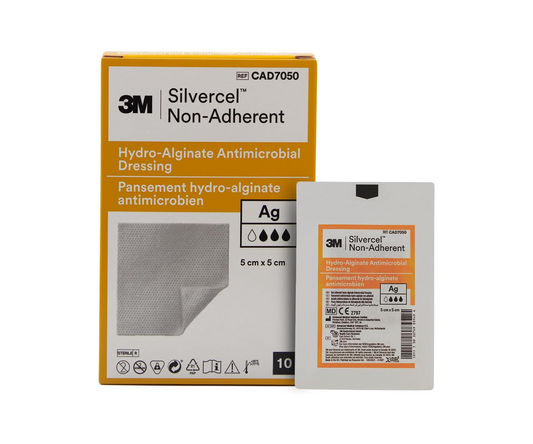 3M™ Silvercel™ Non-Adherent Hydro-Alginate Antimicrobial Dressing, 5 cm x 5 cm, 10/BX