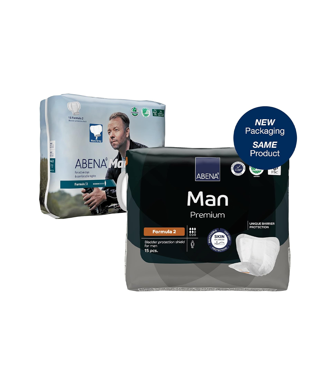 Man Formula 2 Incontinence Pads for Men, Eco-Labelled Mens Incontinence Pads, Extra Protection, Breathable & Comfortable with Fast Absorption, Discreet - 700ml Absorbency, 15PK