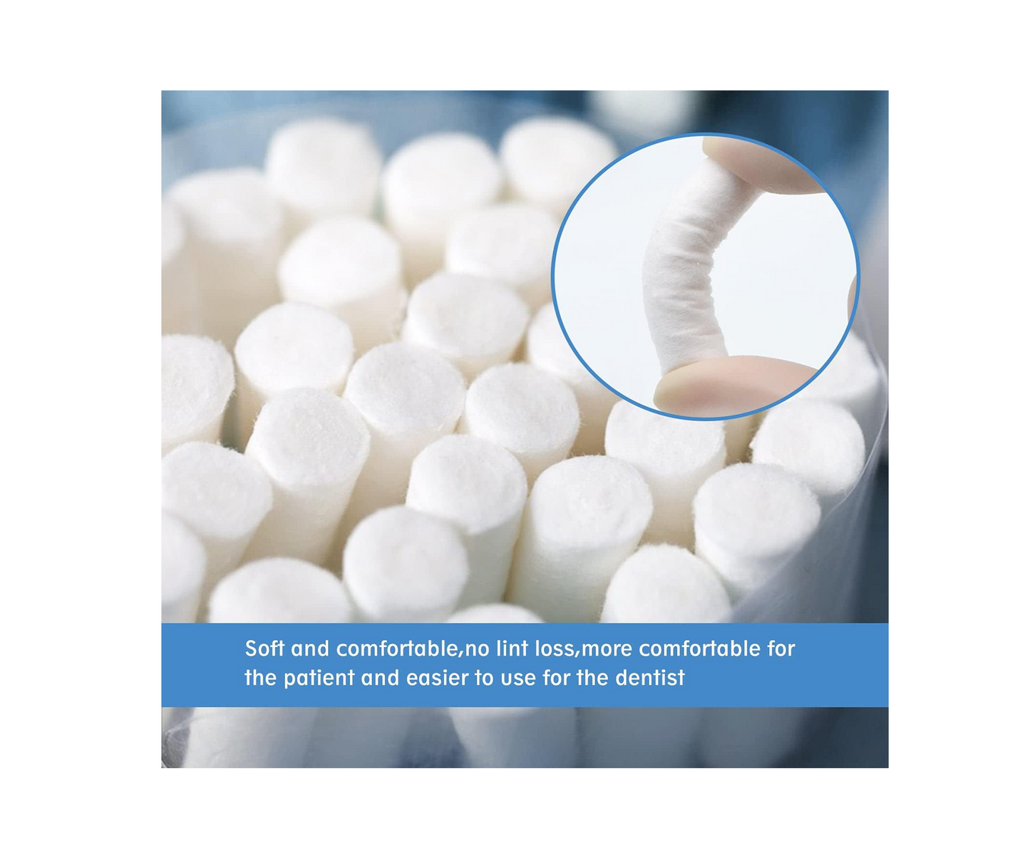 400 Count Dental Gauze Rolls Cottons Pads 1.5 Inch, 100% Cotton, Dentist Cotton Rolls Cotton Ball for Dental Clinic
