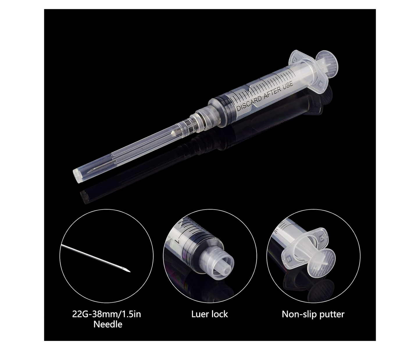 5ml Disposable Syringes with 22 Ga 1 Inch Needle, for Scientific Labs, Industrial, Liquid Measuring, Dispensing, Pack of 20