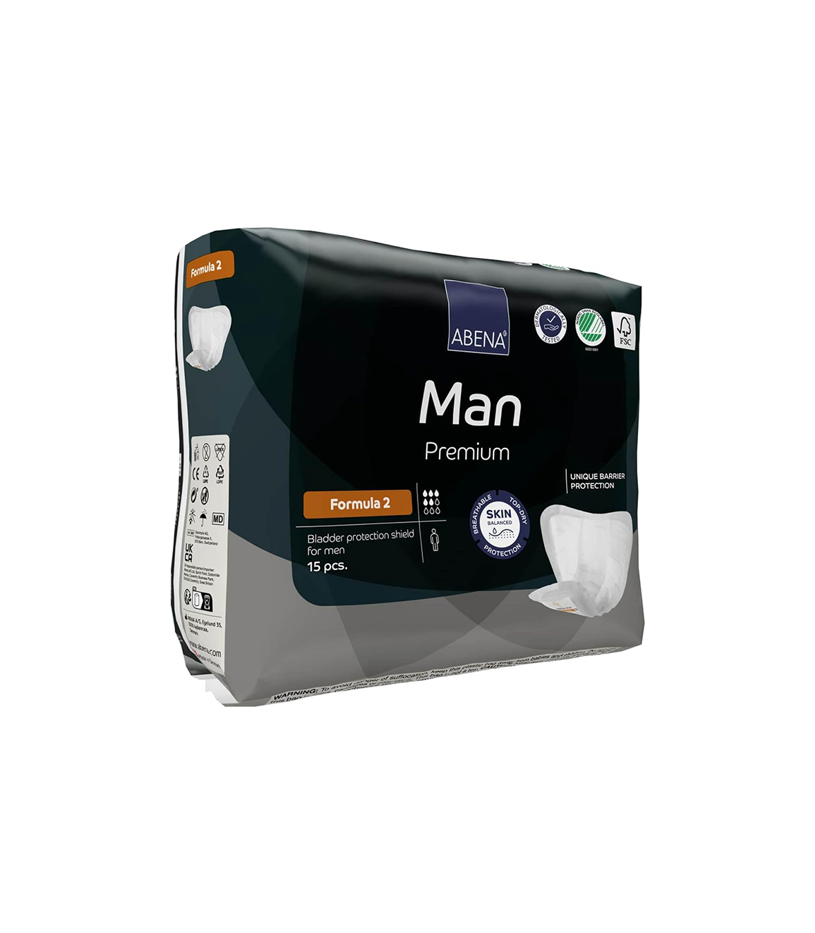 Abena Man Premium Incontinence Guards, (Sizes 0 to 2) Formula 2, 180 Count