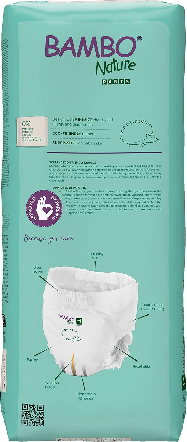 Size 4 Maxi Pack Premium Eco Nappy Pull-Up Pants, (15-31lb/7-14kg) Tall PAC of 40