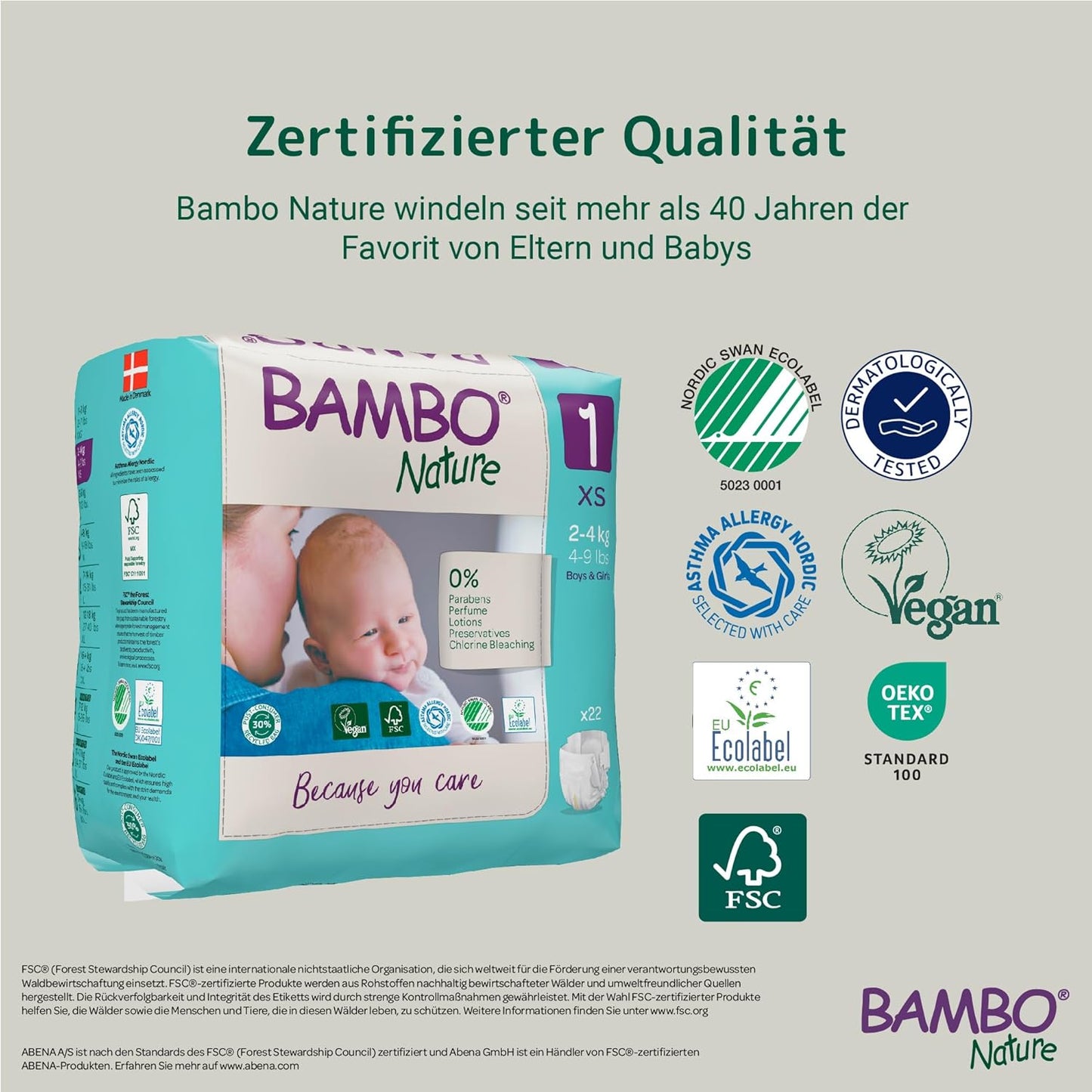 Size 1 Nappies Premium Eco Nappies, Eco-Labelled Newborn Nappies, Enhanced Leakage Protection, Secure & Comfortable Baby Nappies, Newborn Essentials - (4-9 lb/2-4 kg), 22PK