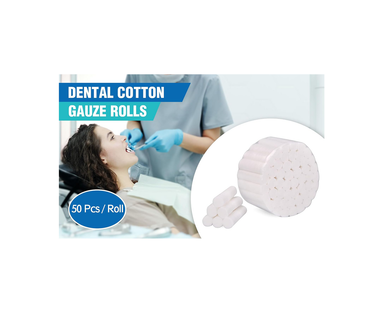 400 Count Dental Gauze Rolls Cottons Pads 1.5 Inch, 100% Cotton, Dentist Cotton Rolls Cotton Ball for Dental Clinic
