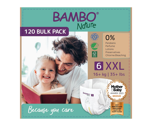 Bambo Nature Baby Diapers – Size 6 (16+ kg) – Pack of 6 (120 Nappies Total) Bambo Nature