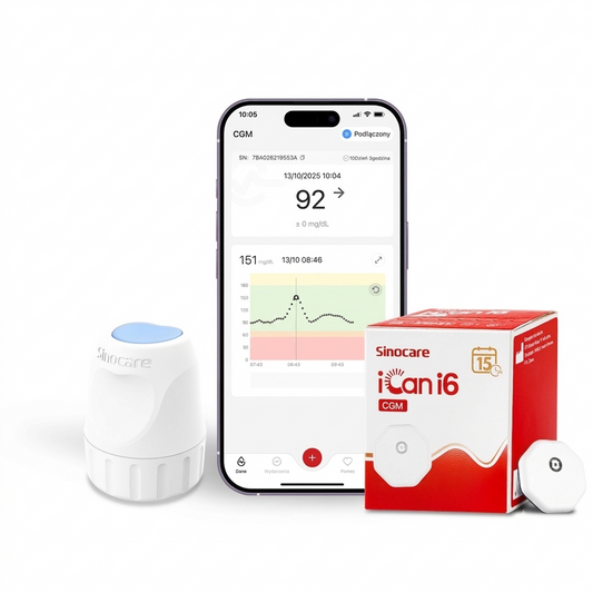 Sinocare iCan i6 Continuous Glucose Monitor 15 Days CGM Sensor Blood Sugar Monitoring Diabetes Management Smart Glucose Device Automatically Real-time 3 Minutes Readings Updates Tracking via App (Copy)