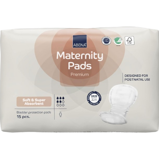 Abena Premium Maternity Pads for Women - Heavy Absorbency, Ultra-Soft Comfort - 15 Pack Abena