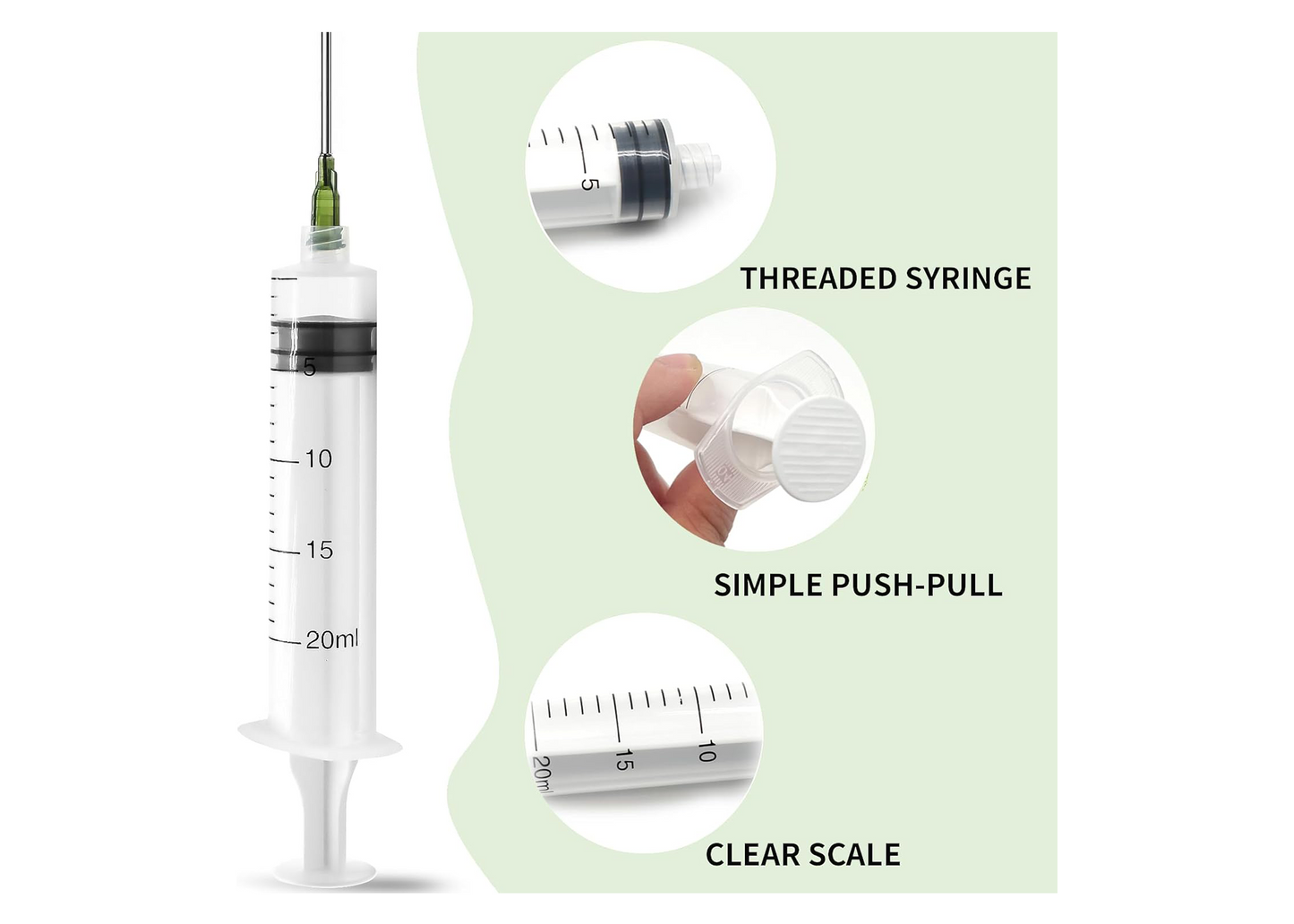 PEAKTOP 20 ml Plastic Syringe with Needle and Caps