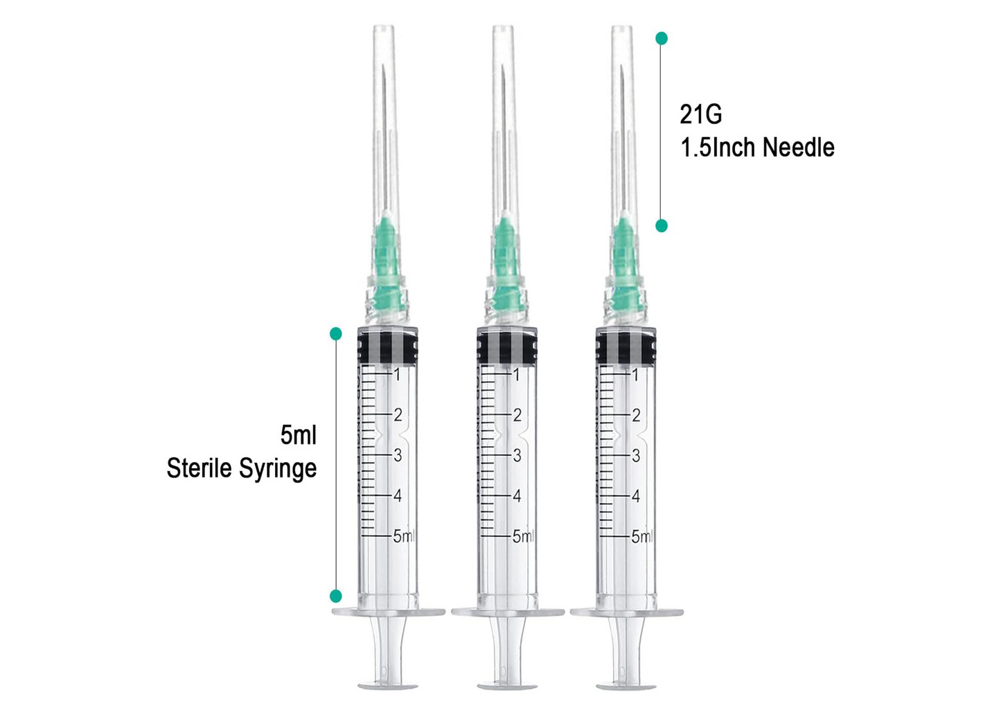 5ml Lab Syringe with Needle 21 Gauge 1.5inch Supplies