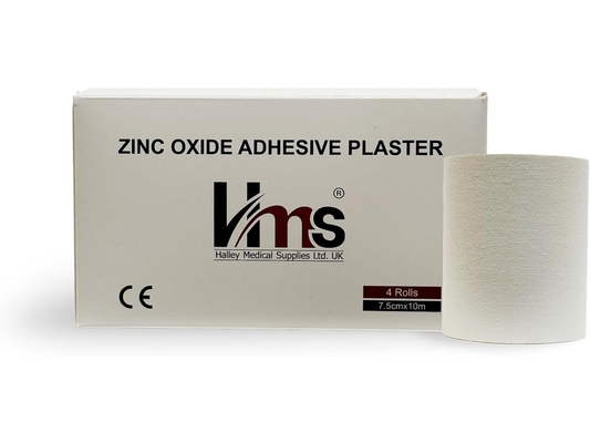 Zinc Oxide Adhesive Plaster Rolls, 7.5 cm x 10 m (Pack of 4)