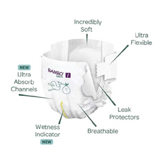 Bambo Nature Premium Eco Nappies, Eco-Labelled Newborn Nappies, Enhanced Leakage Protection, Secure & Comfortable Baby Nappies, Newborn Essentials - Size 1