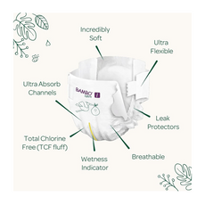 Bambo Nature Premium Eco Nappies – Size 1 Newborn (2–4 kg / 4–9 lb), 132-Pack
