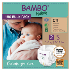 Bambo Nature Premium Eco Nappies – Size 2 Mini (3–6 kg / 7–13 lb), 180-Pack