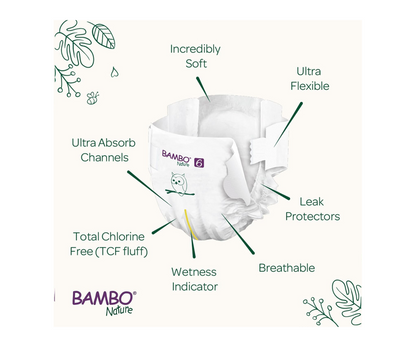 Bambo Nature Baby Diapers – Size 6 (16+ kg) – Pack of 6 (120 Nappies Total)