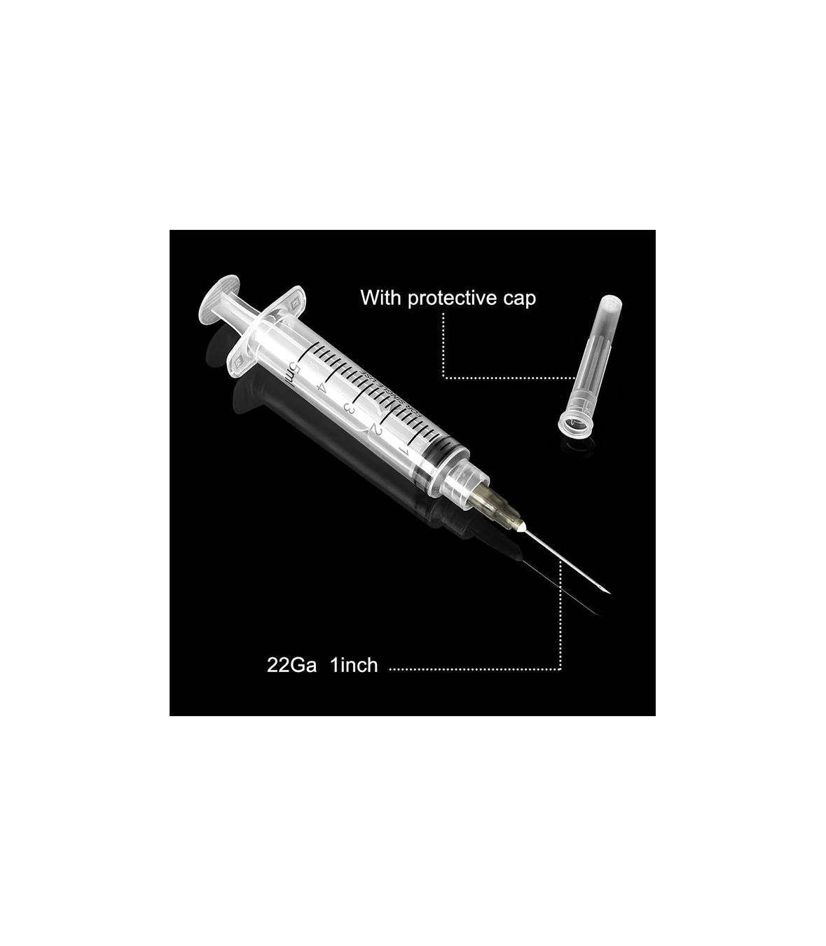 100 Pack Disposable 5ml Syringes with Needle 22G 1”, Sterile Luer Lock Syringe