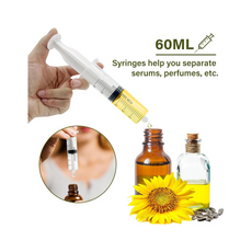 6Pcs 60ML Plastic Syringe with Measurement, Feeding, Needle, lab, Reusable syringes Set , with 6 Needle Caps, Ideal for Watering, Refilling, Oil or Glue Applicator, Feeding Pets