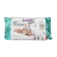 Bambo Nature Wet Wipes, Newborn Essentials, Eco-Labelled Baby Wipes, Gentle & Soft Wipes, Moisturising & Skin-Friendly Wet Wipes For On The Go, Sustainable Baby Essentials For Newborn - 80 Wipes