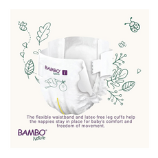 Bambo Nature Premium Eco Nappies – Size 1 Newborn (2–4 kg / 4–9 lb), 132-Pack