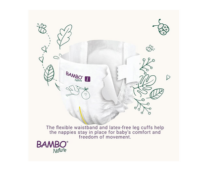 Bambo Nature Premium Eco Nappies – Size 1 Newborn (2–4 kg / 4–9 lb), 132-Pack