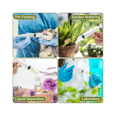 6Pcs 60ML Plastic Syringe with Measurement, Feeding, Needle, lab, Reusable syringes Set , with 6 Needle Caps, Ideal for Watering, Refilling, Oil or Glue Applicator, Feeding Pets