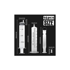 Pack of 16 30 ml Syringes, Sterile Syringes with Lid, Plastic Syringe for Oil, Brake Fluid, Reusable Plastic Syringe for Small Pet Feeding, Engine Oil or Brake Fluid