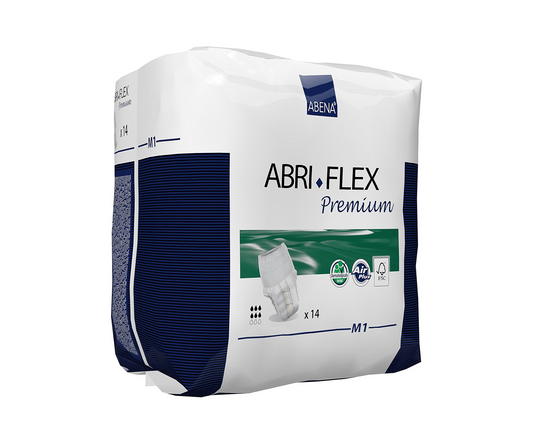 Abena Abri Flex Premium Pull-Up Incontinence Pants, Eco-Friendly Incontinence Pants For Men & Women, Discreet, Protective, Breathable, Comfortable, Medium 1, 80-110cm Waist, 1400ml Absorbency, 6x 14PK