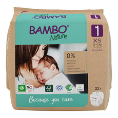 Bambo Nature Premium Eco Nappies – Size 1 (2–4 kg / 4–9 lb), 22 Pack