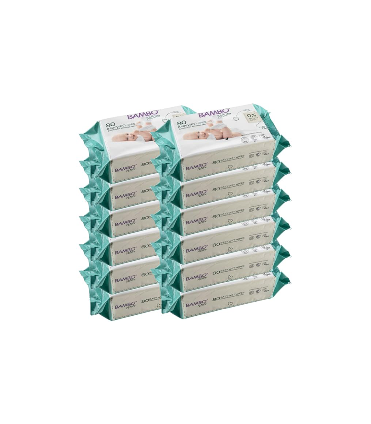 Bambo Nature Wet Wipes, Newborn Essentials, Eco-Labelled Baby Wipes, Gentle & Soft Wipes, Moisturising & Skin-Friendly Wet Wipes For On The Go, Sustainable Baby Essentials For Newborn - 80 Wipes