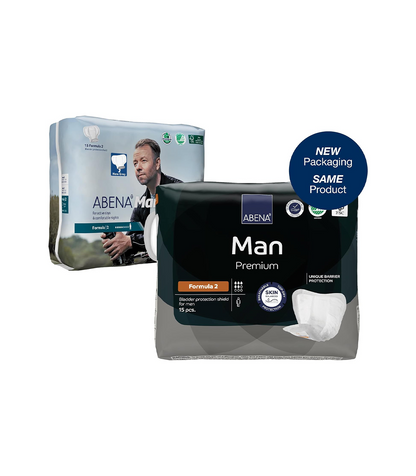Man Formula 2 Incontinence Pads for Men, Eco-Labelled Mens Incontinence Pads, Extra Protection, Breathable & Comfortable with Fast Absorption, Discreet - 700ml Absorbency, 15PK