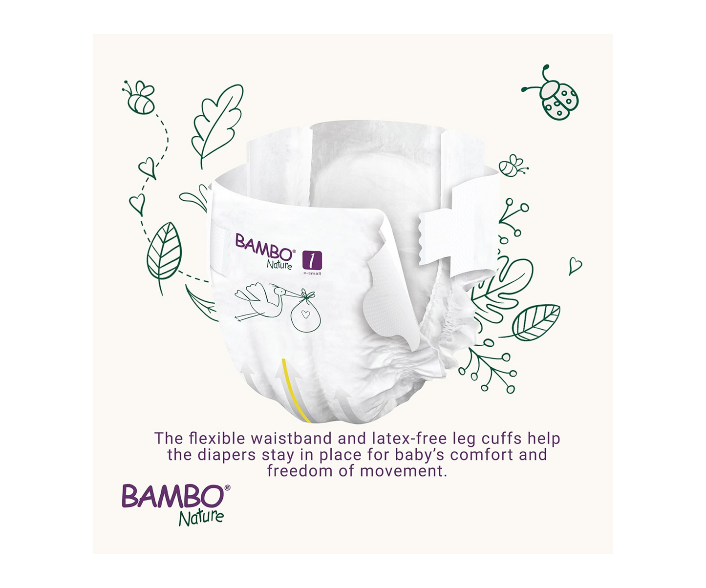 Bambo Nature Premium Eco Nappies – Size 1 (2–4 kg / 4–9 lb), 22 Pack