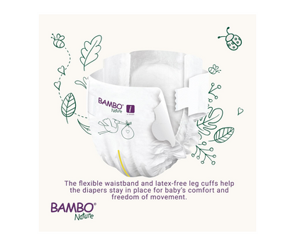 Bambo Nature Premium Eco Nappies – Size 1 (2–4 kg / 4–9 lb), 22 Pack