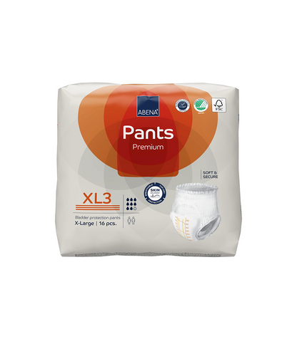Abena Pants Premium Pull-Up Incontinence Pants, Eco-Labelled Incontinence Pants for Men & Women, Discreet, Protective, Breathable, Comfortable - XL 3, 130-170cm Waist, 2600ml Absorbency, 16PK