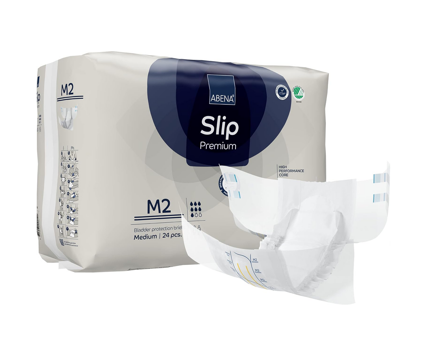 ABENA Slip Premium All-In-One Incontinence Pads For Men & Women, Eco-Labelled Womens Incontinence Pads, Mens Incontinence Pads - Medium 2, 70-110cm Waist, 2600ml Absorbency, 24PK