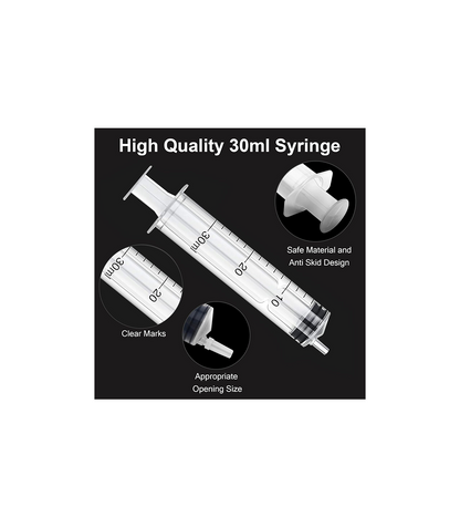 Pack of 16 30 ml Syringes, Sterile Syringes with Lid, Plastic Syringe for Oil, Brake Fluid, Reusable Plastic Syringe for Small Pet Feeding, Engine Oil or Brake Fluid