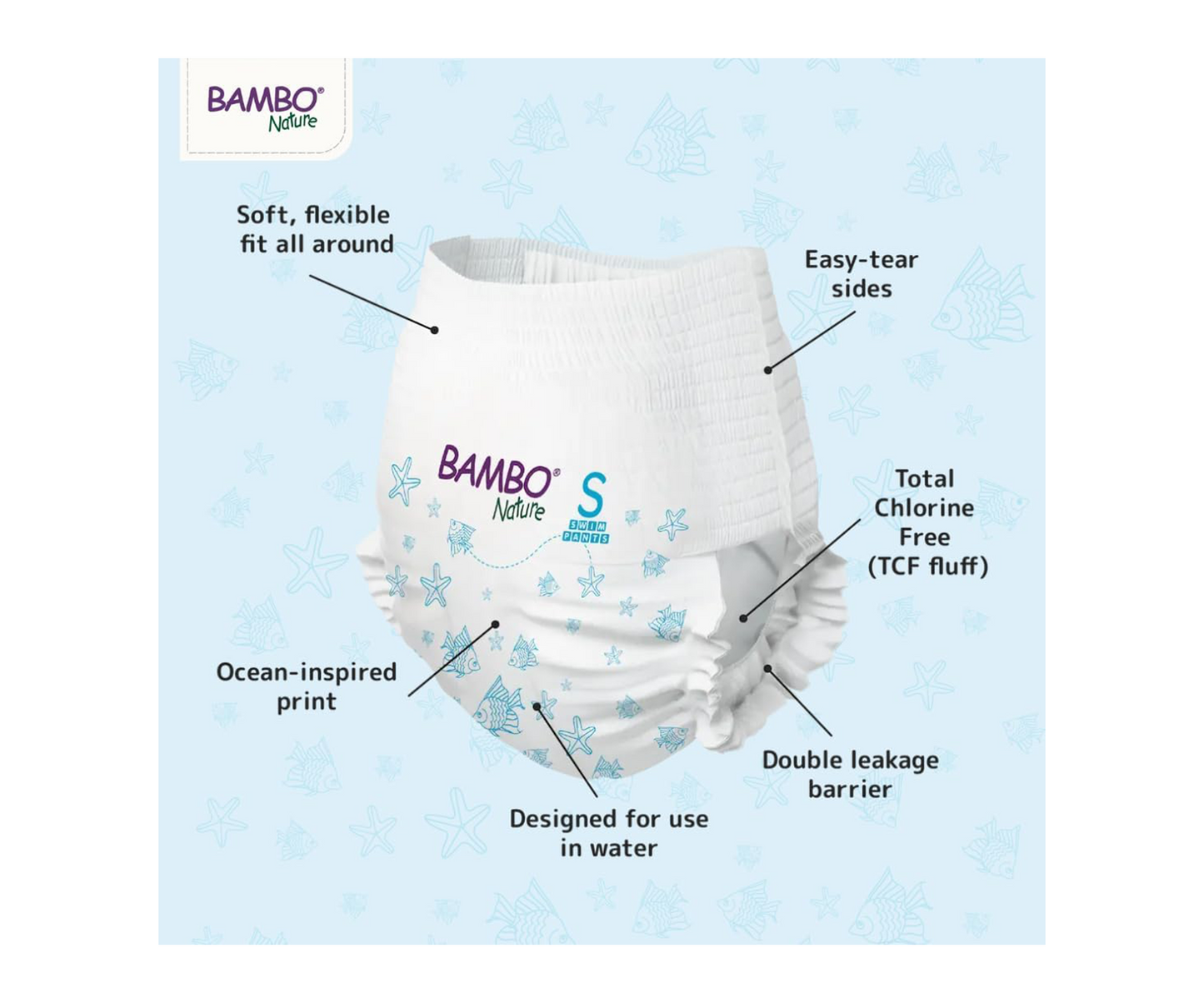 Bambo Nature Premium Swim Nappy Pants – Small (7-12 kg)