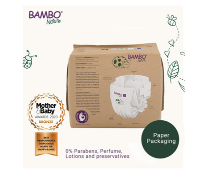 Bambo Nature Premium Eco Nappies – Size 2 Mini (3–6 kg / 7–13 lb), 180-Pack
