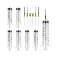 6Pcs 60ML Plastic Syringe with Measurement, Feeding, Needle, lab, Reusable syringes Set , with 6 Needle Caps, Ideal for Watering, Refilling, Oil or Glue Applicator, Feeding Pets