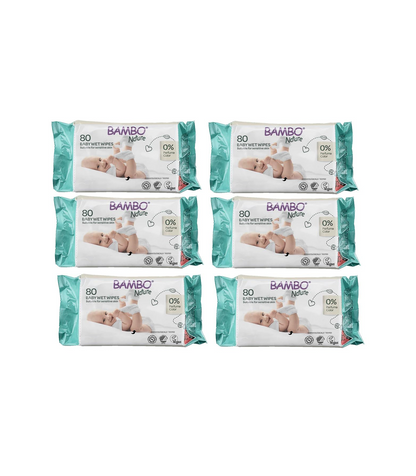 Bambo Nature Wet Wipes, Newborn Essentials, Eco-Labelled Baby Wipes, Gentle & Soft Wipes, Moisturising & Skin-Friendly Wet Wipes For On The Go, Sustainable Baby Essentials For Newborn - 80 Wipes