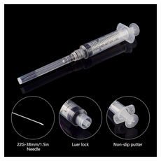 5ml Disposable Syringes with 22 Ga 1 Inch Needle, for Scientific Labs, Industrial, Liquid Measuring, Dispensing, Pack of 20