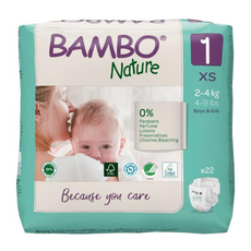 Bambo Nature Premium Eco Nappies, Eco-Labelled Newborn Nappies, Enhanced Leakage Protection, Secure & Comfortable Baby Nappies, Newborn Essentials - Size 1