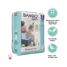 Bambo Nature Premium Eco Nappies, Size 6 (+16kg), XXL, 120PK, Eco-Labelled Sustainable Nappy, Enhanced Leakage Protection, Secure and Comfortable Baby Nappies