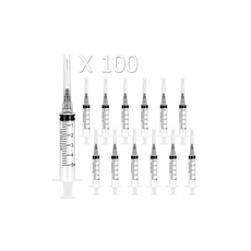 100 Pack Disposable 5ml Syringes with Needle 22G 1”, Sterile Luer Lock Syringe