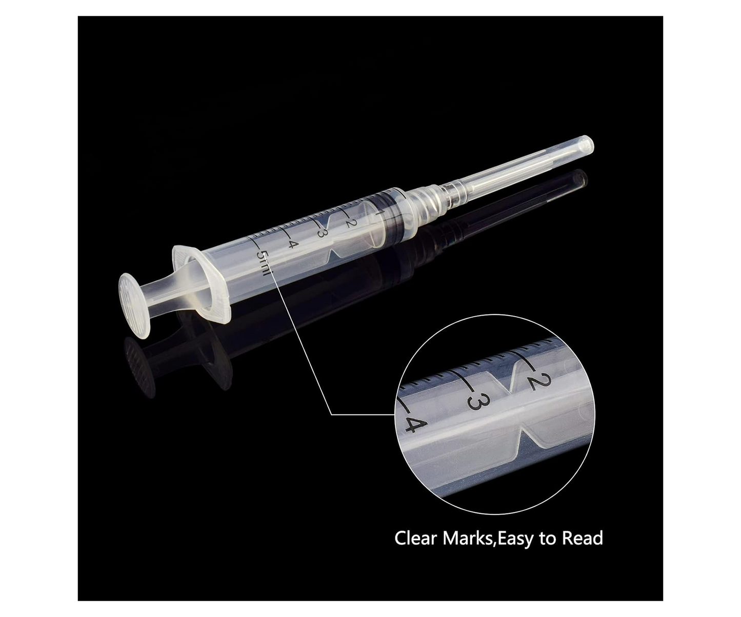 5ml Disposable Syringes with 22 Ga 1 Inch Needle, for Scientific Labs, Industrial, Liquid Measuring, Dispensing, Pack of 20