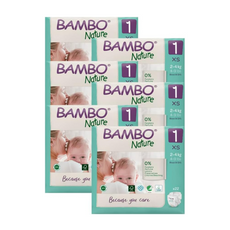 Bambo Nature Premium Eco Nappies, Eco-Labelled Newborn Nappies, Enhanced Leakage Protection, Secure & Comfortable Baby Nappies, Newborn Essentials - Size 1