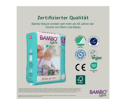 Bambo Nature Premium Eco Nappies – Size 6 (16+ kg / 35+ lb), XXL, 20 Pack